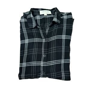 Cloth & Stone Black White Plaid Button Down Shirt Long Sleeve